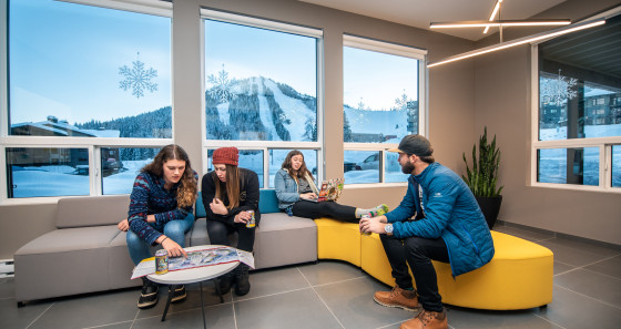 Why not chill in the comfy lounge with mountain view?