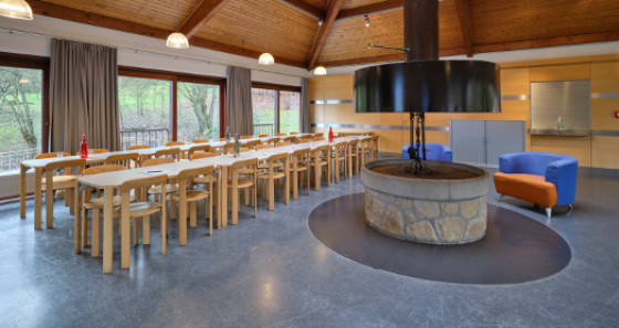 There is a small conference room and lounge in the main building of the youth hostel.